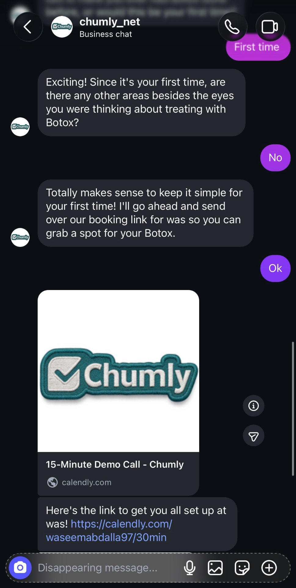 Instagram DM screenshot — 3. Book