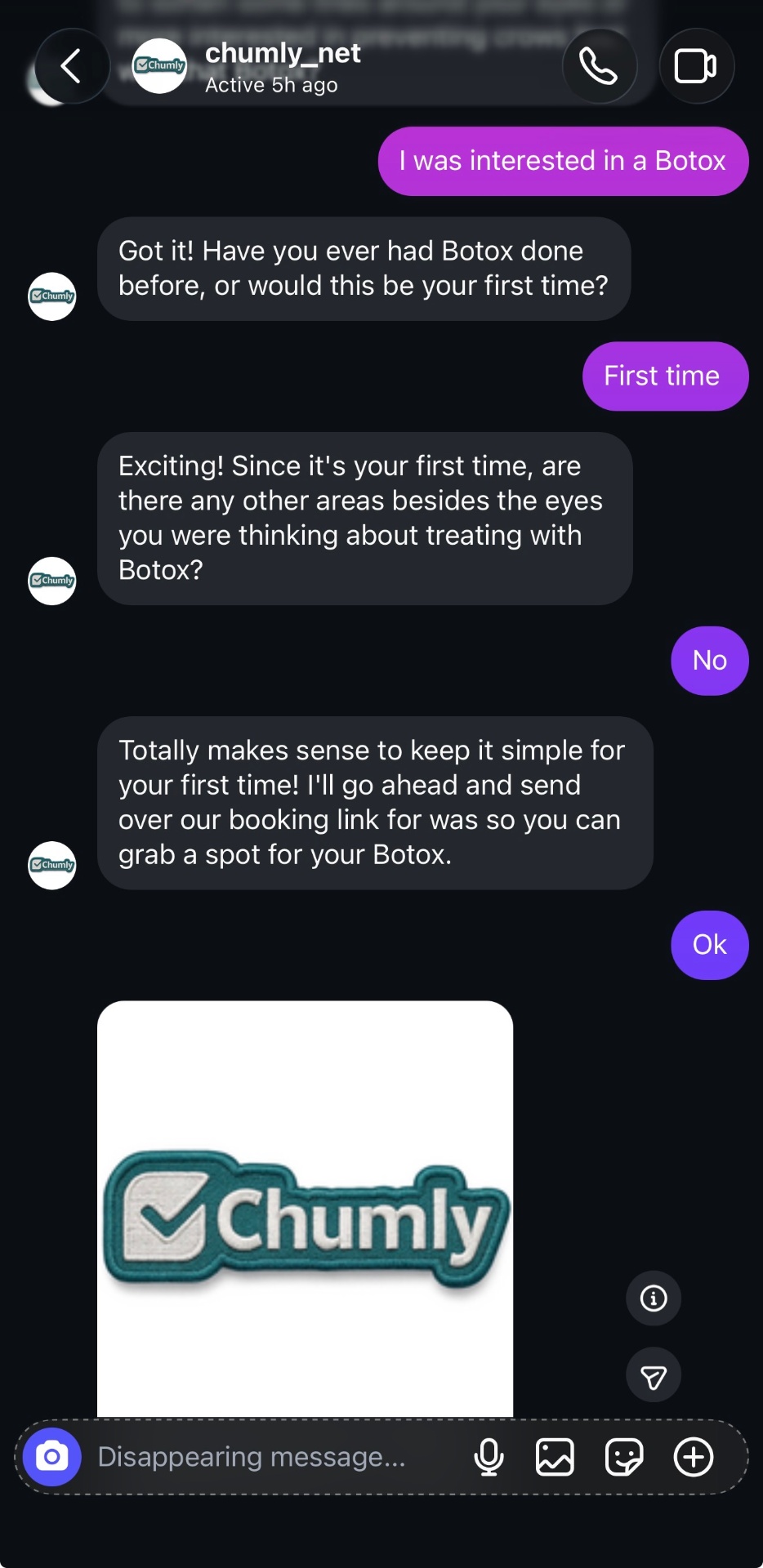 Instagram DM screenshot — 2. Personalize